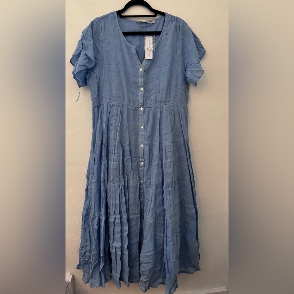 NWT Light Blue Soft Surroundings button up maxi dress